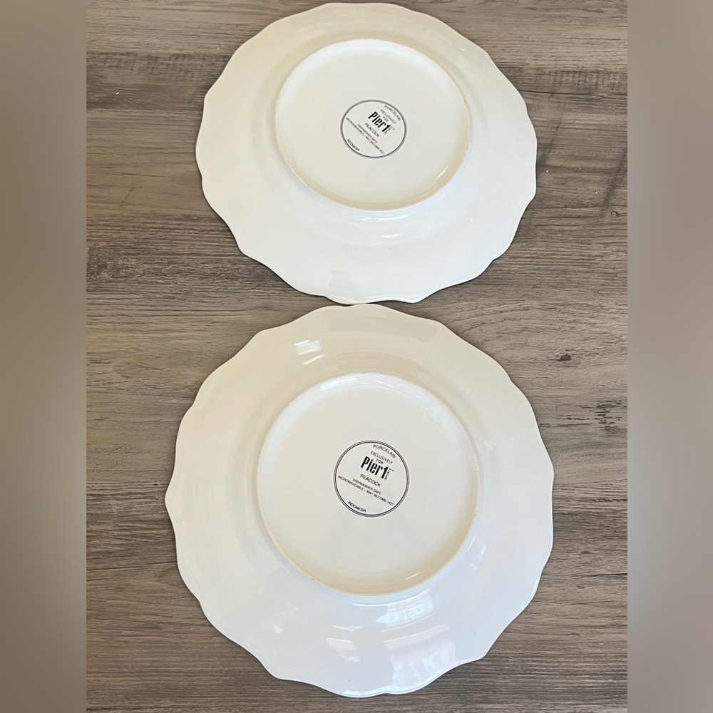 Set of 4 Pier 1 Peacock Luncheon Salad Plates 8.5” Floral Scalloped Edge - Picture 9 of 9
